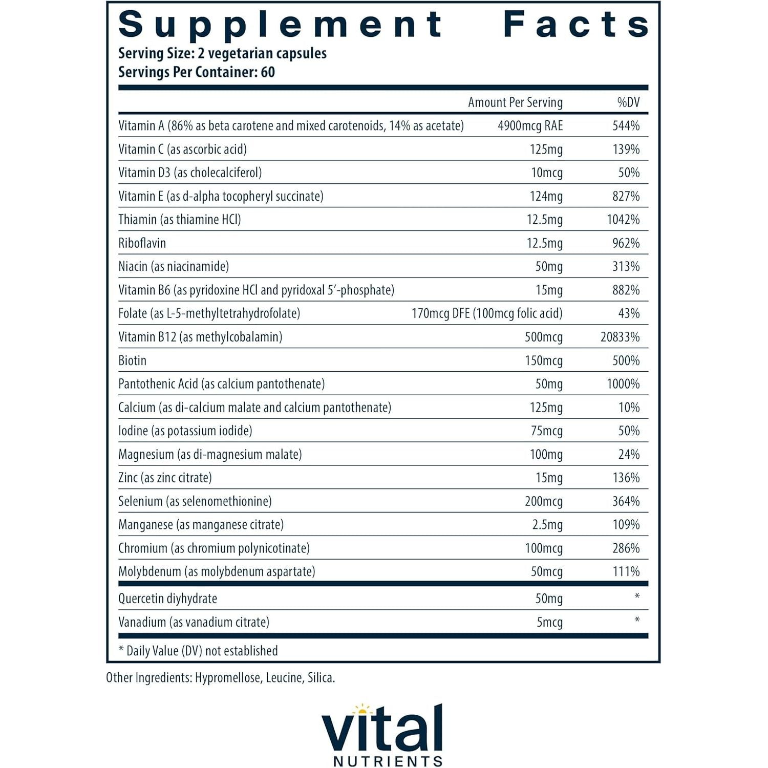 Vital Nutrients Multi-Nutrients 5 Ultra Antioxidant Formula 120 Capsules