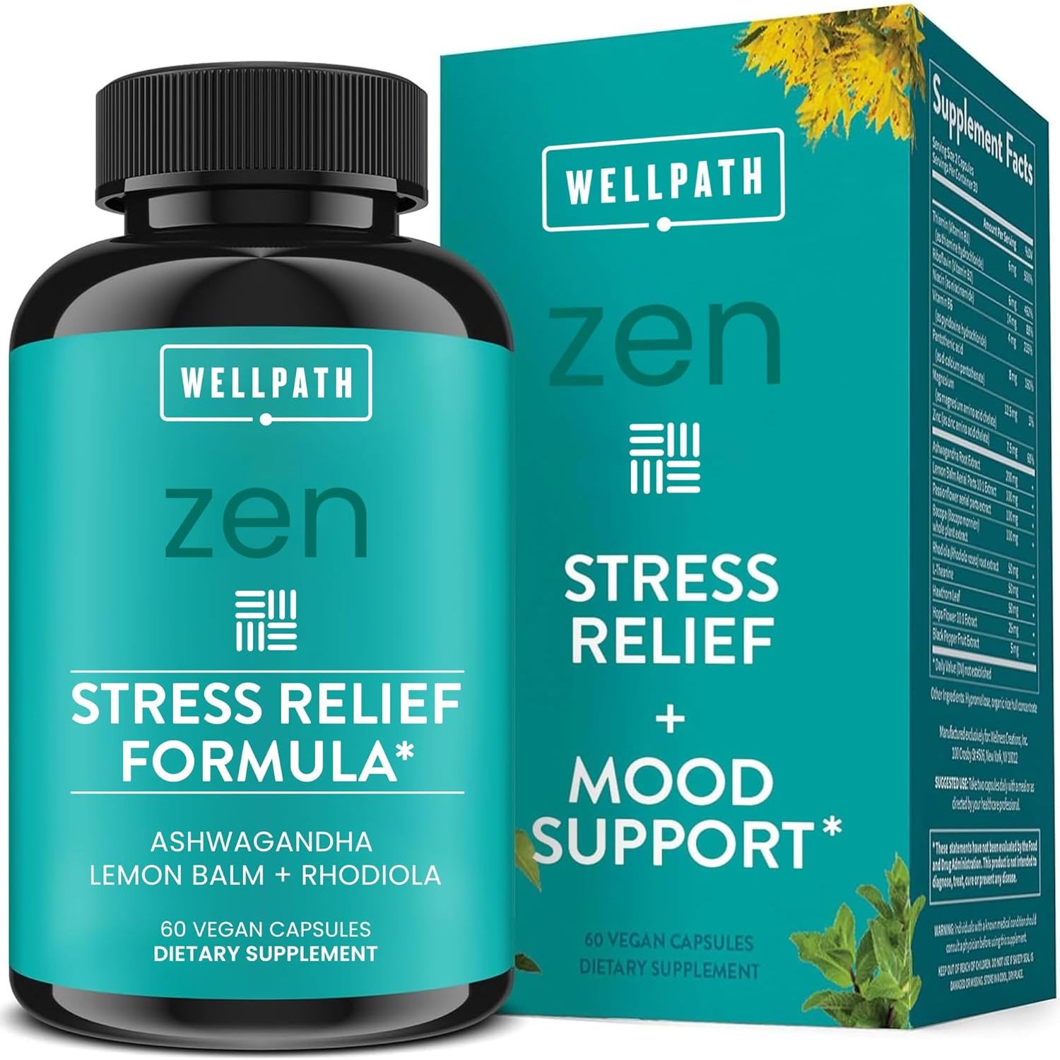 Wellpath Zen Stress Relief Supplement + Mood Support | Calm, Stress & Energy Support 60 Count