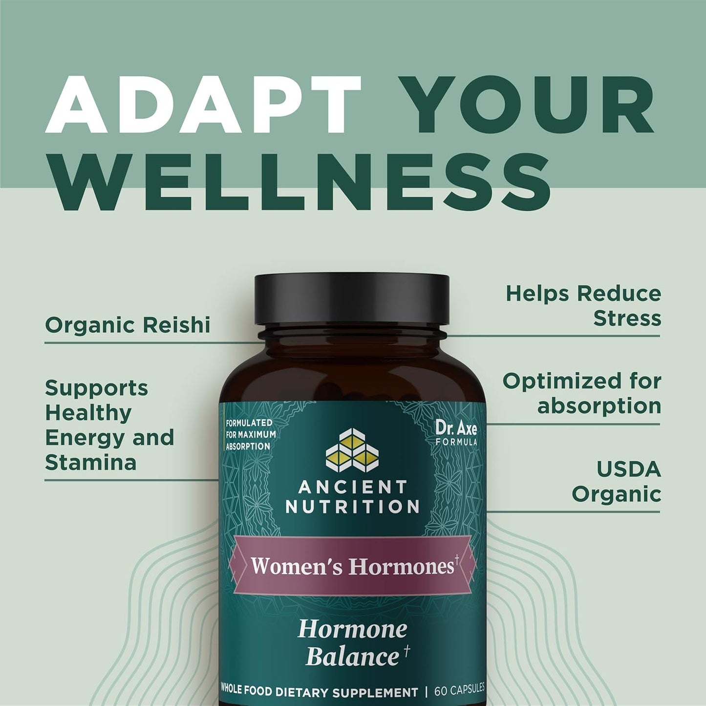 Ancient Nutrition Women'S Hormones, Helps Reduce Stress, Supports Energy, Hormone Balance 60 Capsules