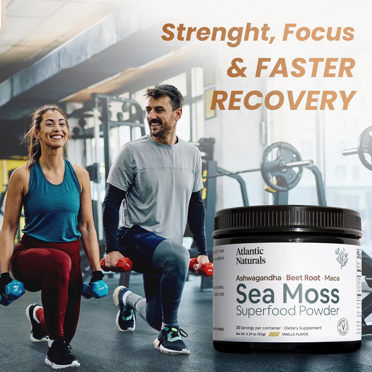 Atlantic Naturals Sea Moss Superfood Powder - Supports Healthy Skin, Athletic Performance, and Positive Mood - Vanilla Flavor (150G)
