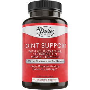 Pure by Nature Joint Support, Glucosamine with Chondroitin Turmeric MSM Boswellia Supplement, 270 Capsules