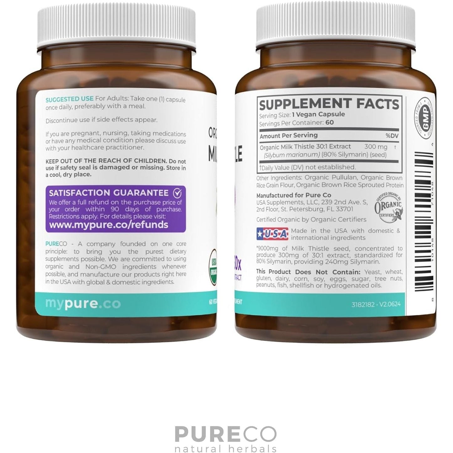 USDA Organic Milk Thistle Capsules - 80% Silymarin Supplement for Liver Support - 60 Day Supply