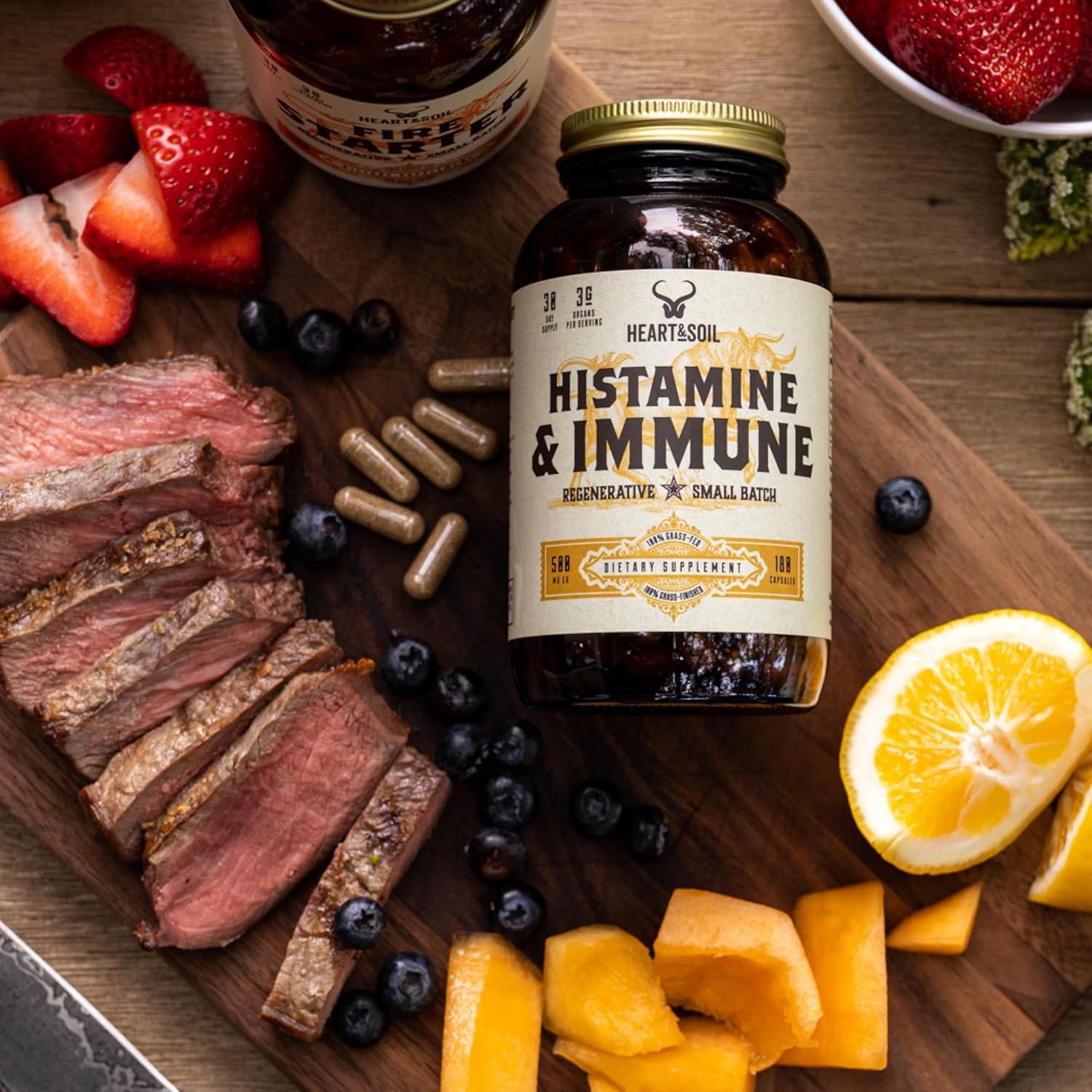 HEART & SOIL Histamine and Immune Support – 3000Mg DAO Enzyme Supplements with Bovine Thymus, Selenium & Vitamin A – 180 Capsules