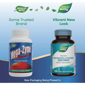 Nature'S Way Mega-Zyme, Pancreatic & Systemic Enzymes*, Relieves Occasional Muscle Soreness Due to Overexertion and Exercise,200 Tablets