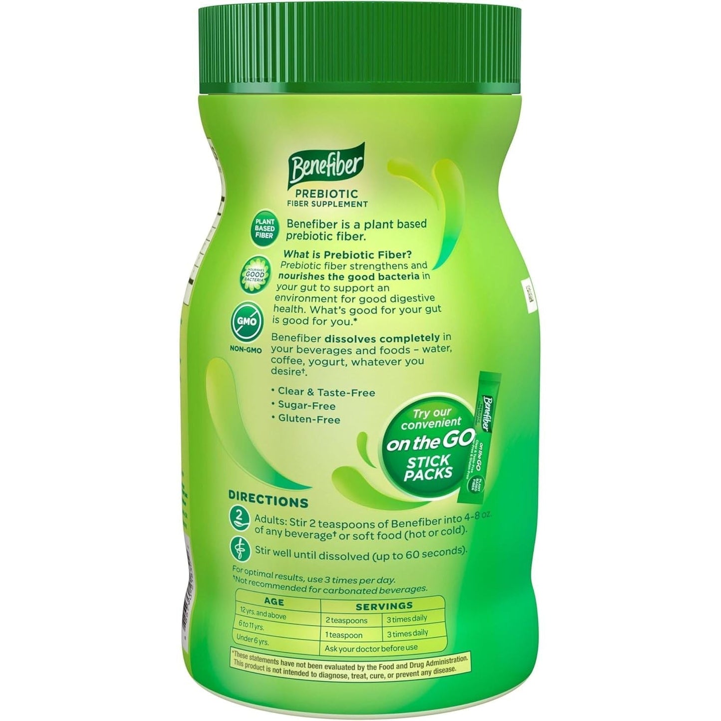 Benefiber Daily Prebiotic Fiber Supplement Powder for Digestive Health, Unflavored - 125 Servings (17.6 Ounces)