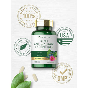 Carlyle Antioxidants Supplement | 100 Caplets | Nutritional Complex | Vitamin A, C, E | Non-Gmo, Gluten Free Formula.