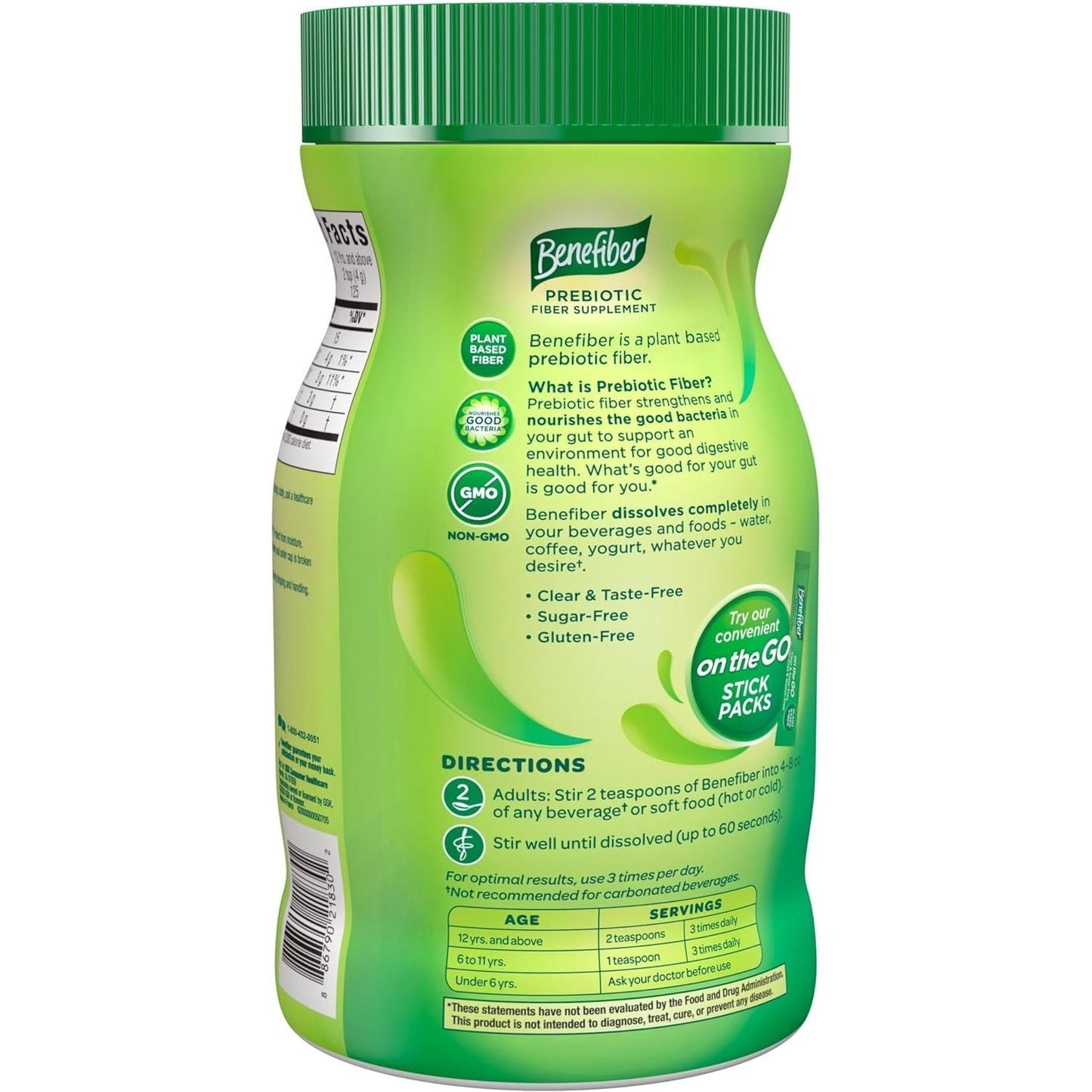 Benefiber Daily Prebiotic Fiber Supplement Powder for Digestive Health, Unflavored - 125 Servings (17.6 Ounces)