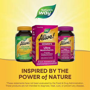 Nature'S Way Alive! Women'S Daily Ultra Multivitamin, Promotes Energy Metabolism and Muscle Function 60 Tablets.