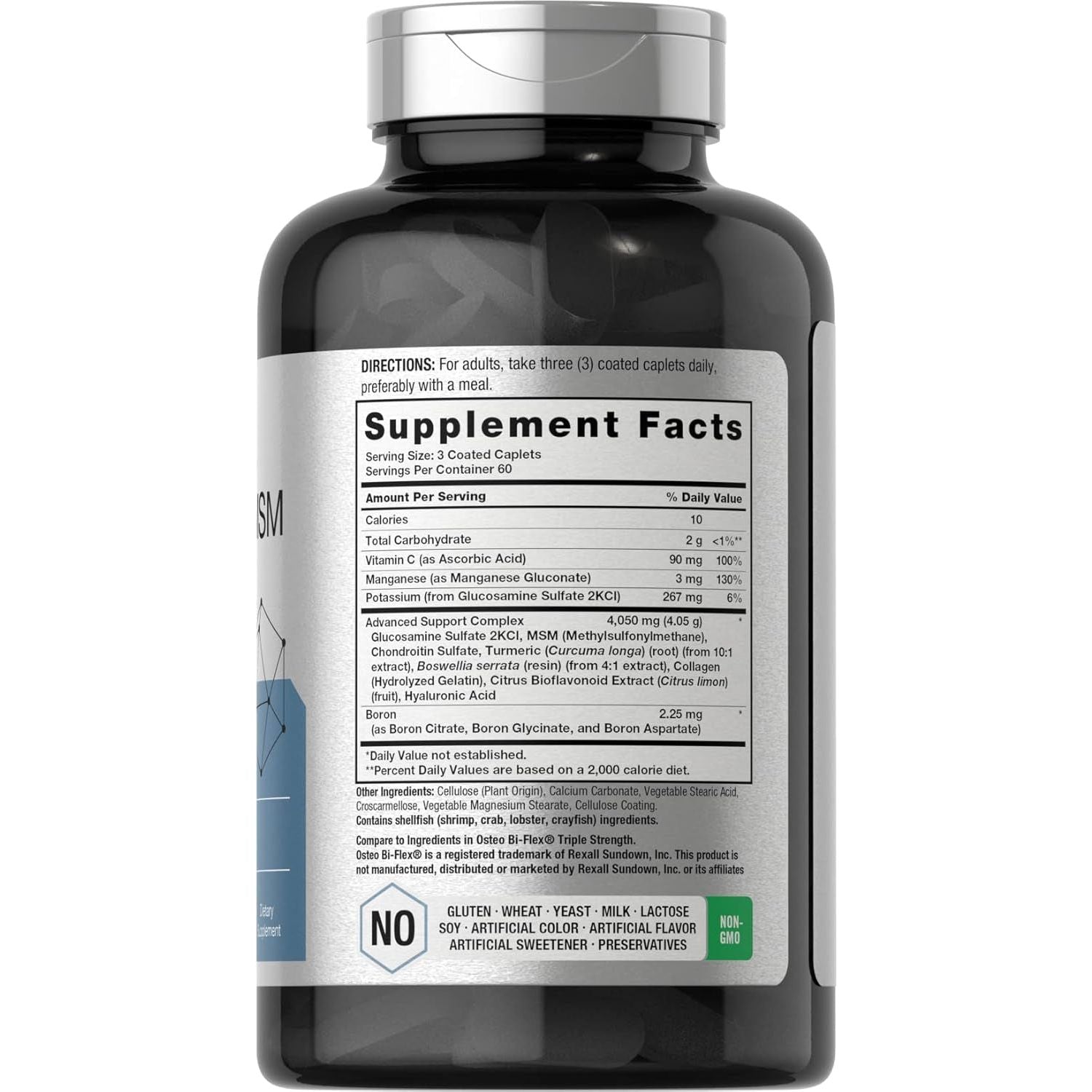 Horbäach Glucosamine Chondroitin with Turmeric & MSM | 4050 Mg | 180 Caplets | Triple Strength Formula