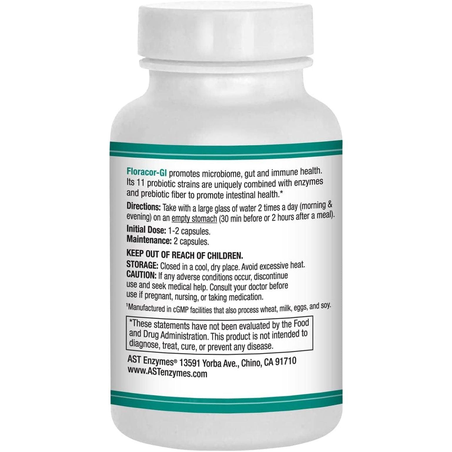 Floracor - Supports Gut & Intestinal Health - Premium Probiotic, Prebiotic and Enzyme Formula - 60 Vegetarian Capsules