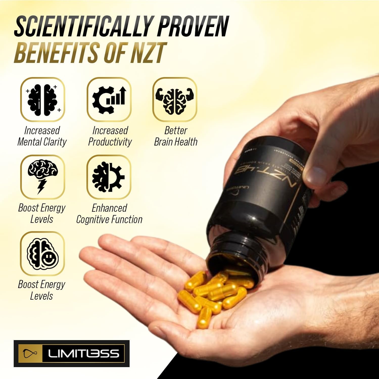 NZT-48 Brain Booster | Nootropic Brain Supplements for Memory and Focus 30 Servings