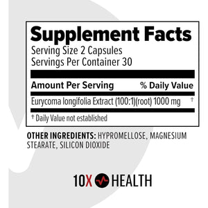 10X Health Alpha Testosterone Support - Muscle Support for Men with Tongkat Ali 1000Mg (60 Capsules, 2X Daily)