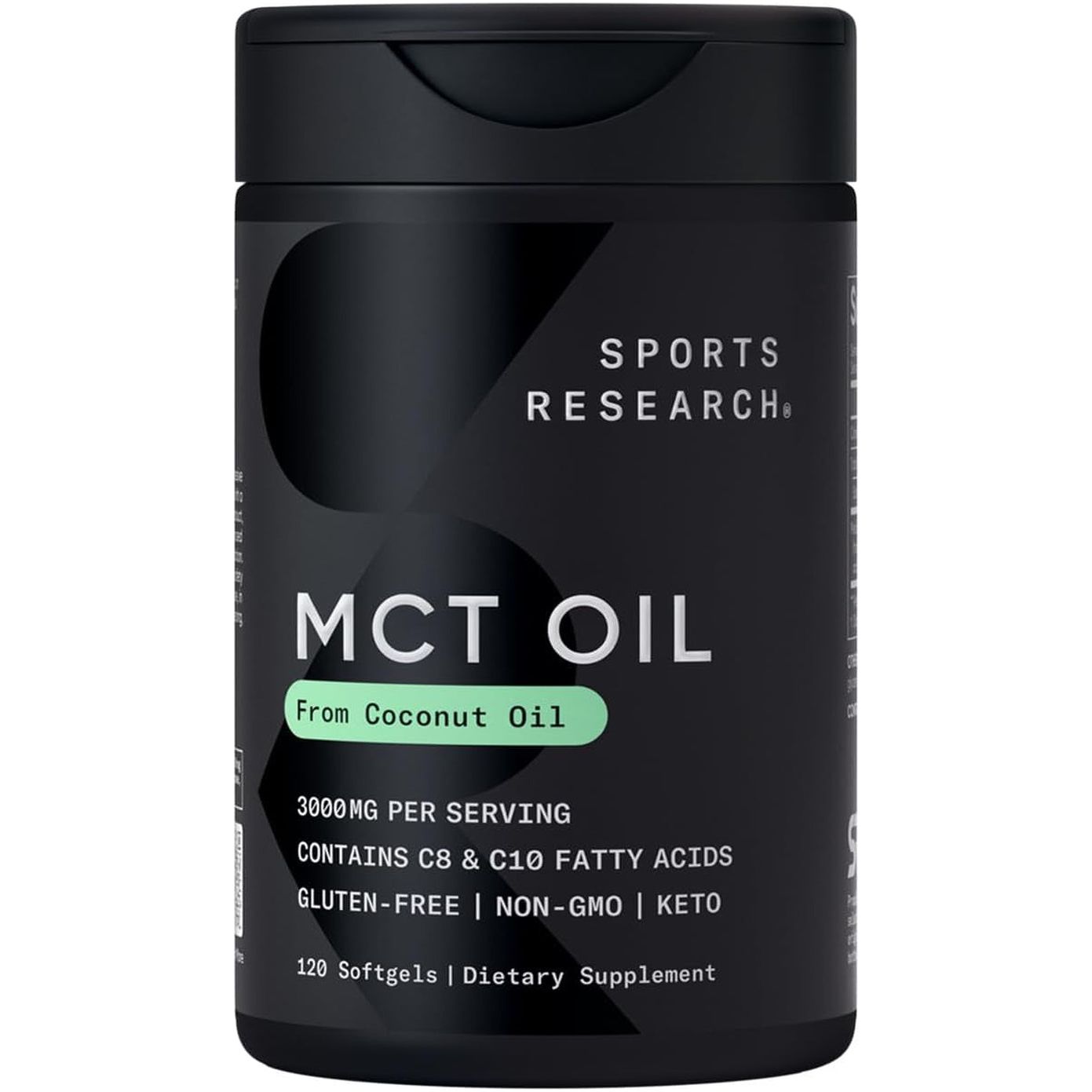 Sports Research Keto MCT Oil Capsules Derived from Coconut Oil (120 Soft Gels)