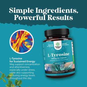 Free Form L Tyrosine 500Mg Capsules - for Mental Energy and Focus Support