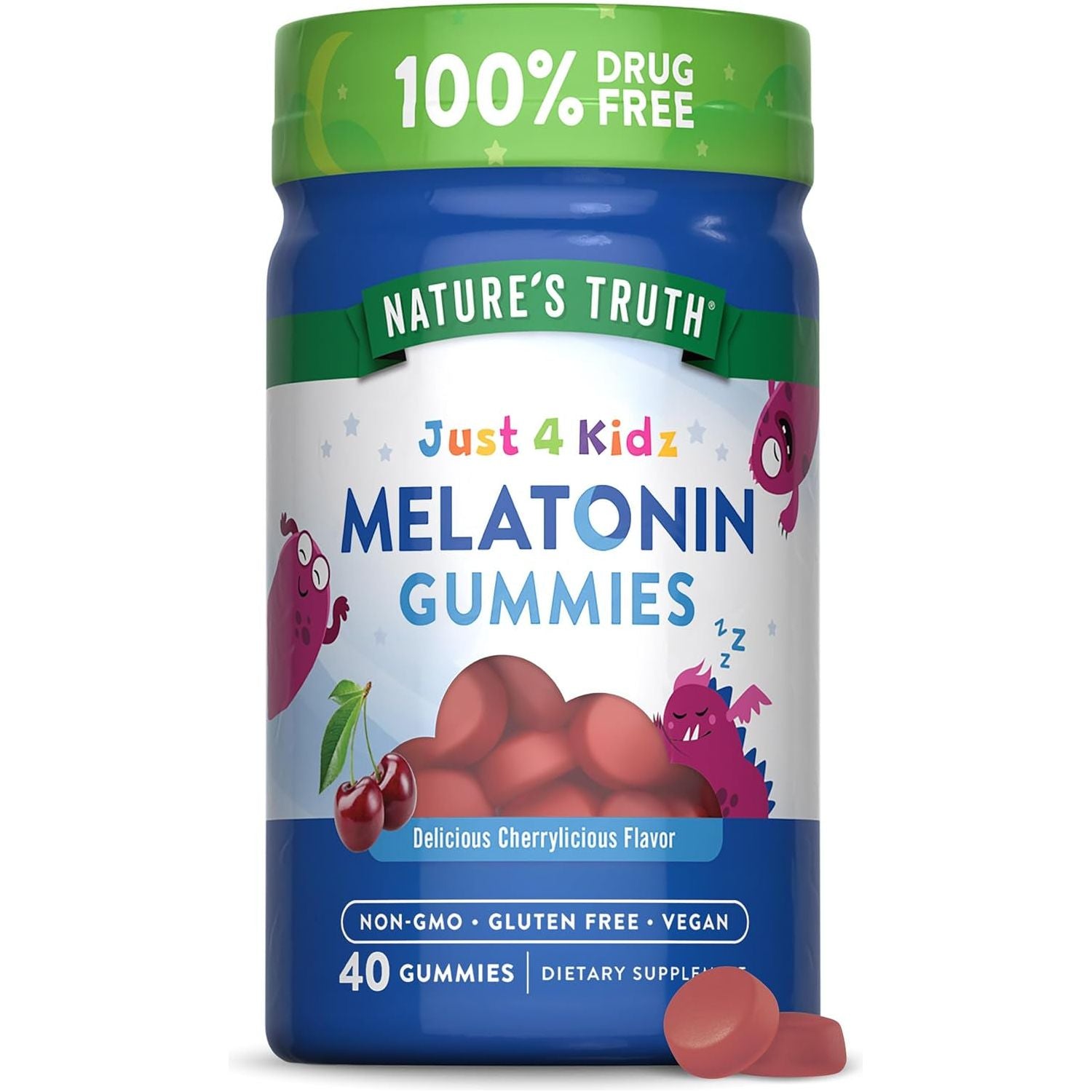 Nature'S Truth Kids Melatonin Gummy | 1Mg | 40 Count | Cherrylicious Flavor
