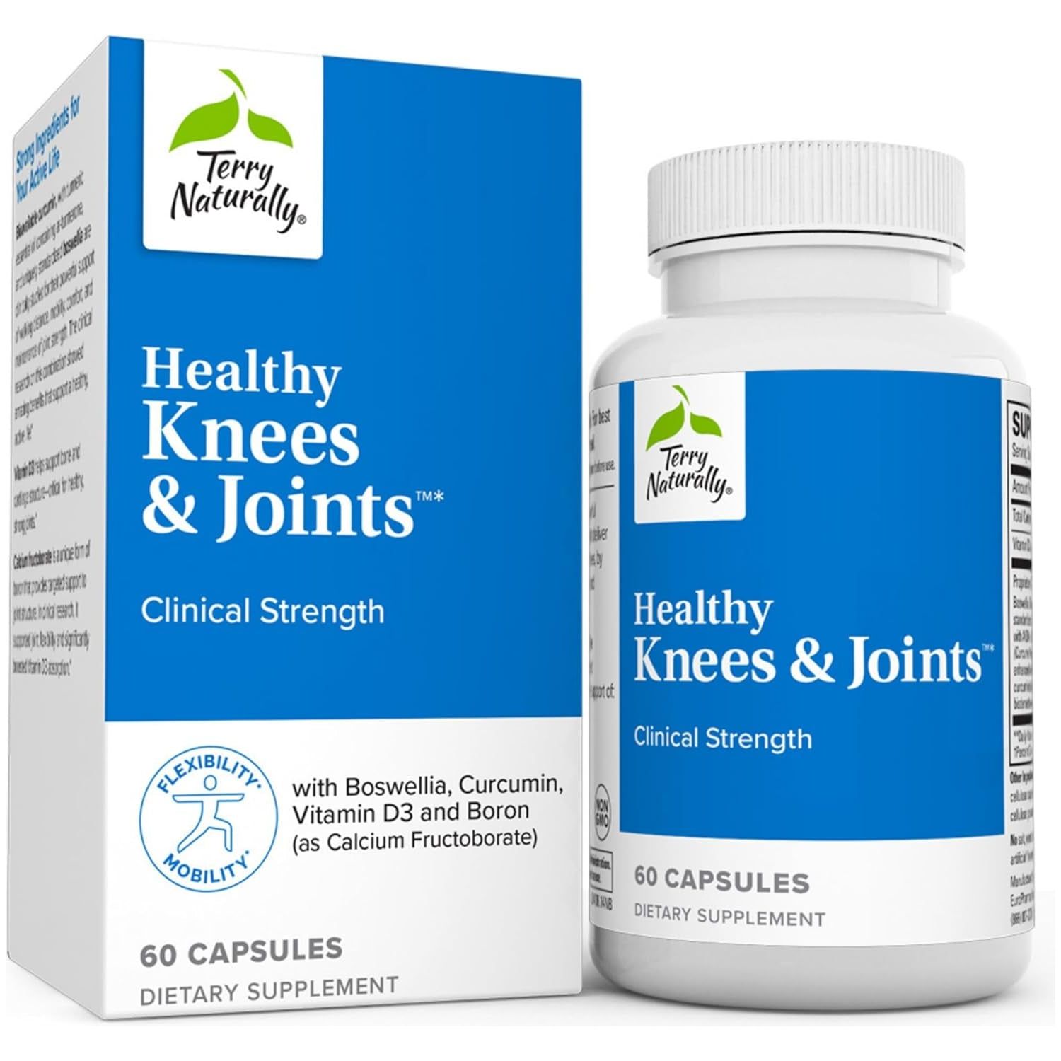 Terry Naturally Healthy Knees & Joints - Dietary Supplement to Support Bone Health & Joint Flexibility 60 Capsules