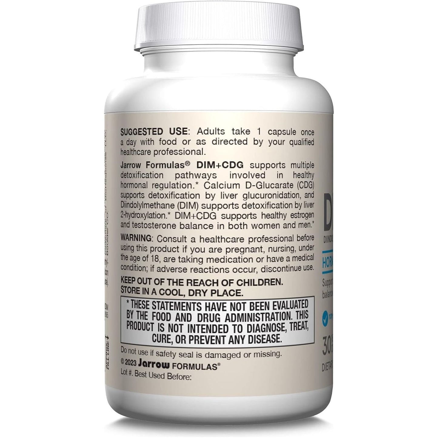 Jarrow Formulas® DIM + CDG, Liver Detox Support for Healthy Hormone Regulation and General Wellness, 30 Veggie Capsules