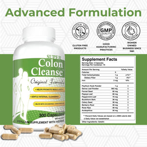 Health plus Super Colon Cleanse Original Formula 300 Capsules, 6 Cleanses