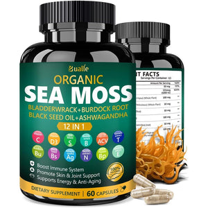Organic Sea Moss Capsules for Immune System,Skin,Energy Support-60 Capsules