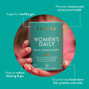 FRISKA Women’S Daily Digestive Enzyme and Probiotics Supplement, 30 Capsules