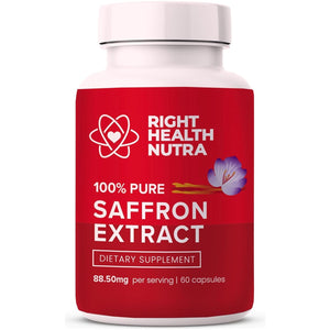 Right Health Nutra Saffron Supplements - Supports Mood | Focus | Digestion | Eye Health 60 Capsules