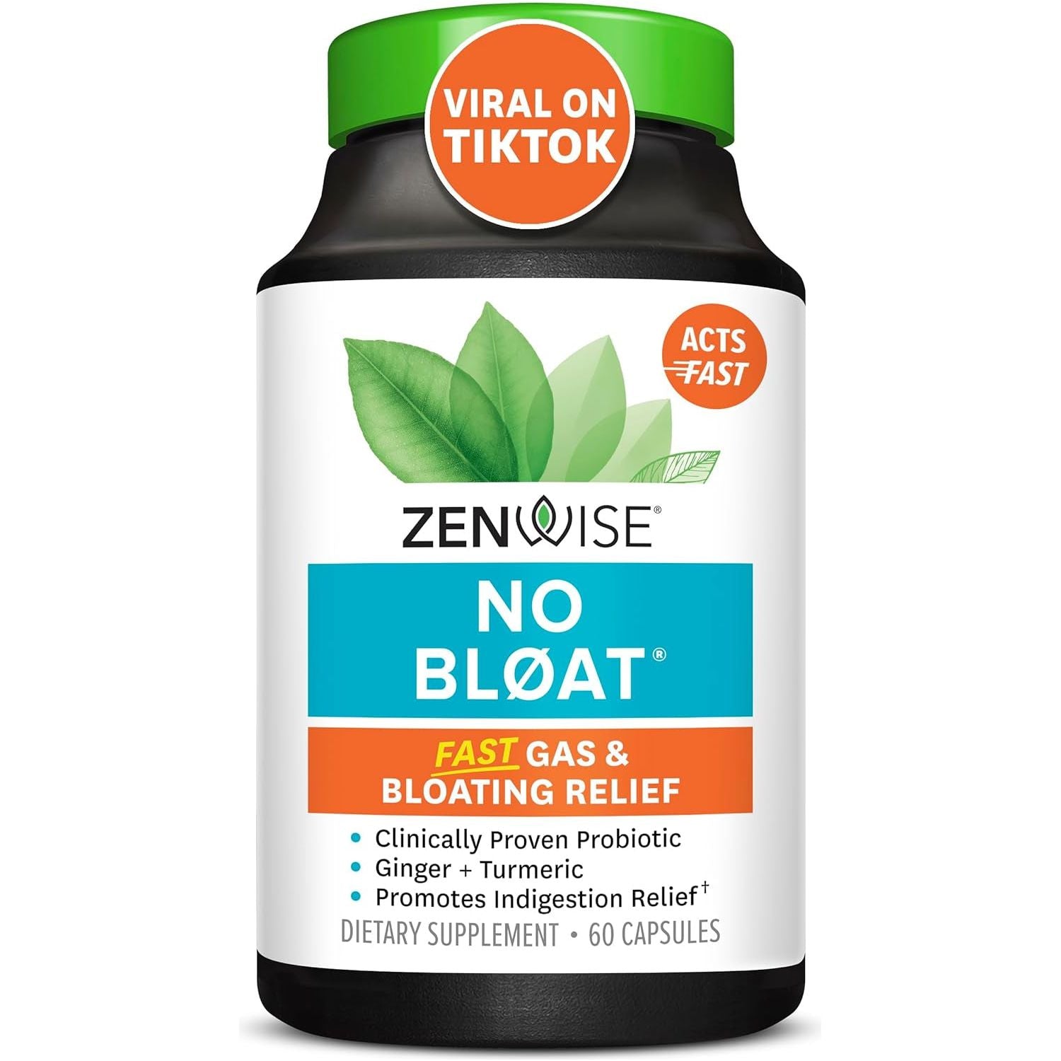 Zenwise Health NO Bloat Probiotics for Women and Men Digestive Health 60 Count