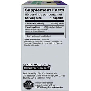 Berkley Jensen Daily Care Digestive Health Probiotics for Women & Men 80 Capsules.