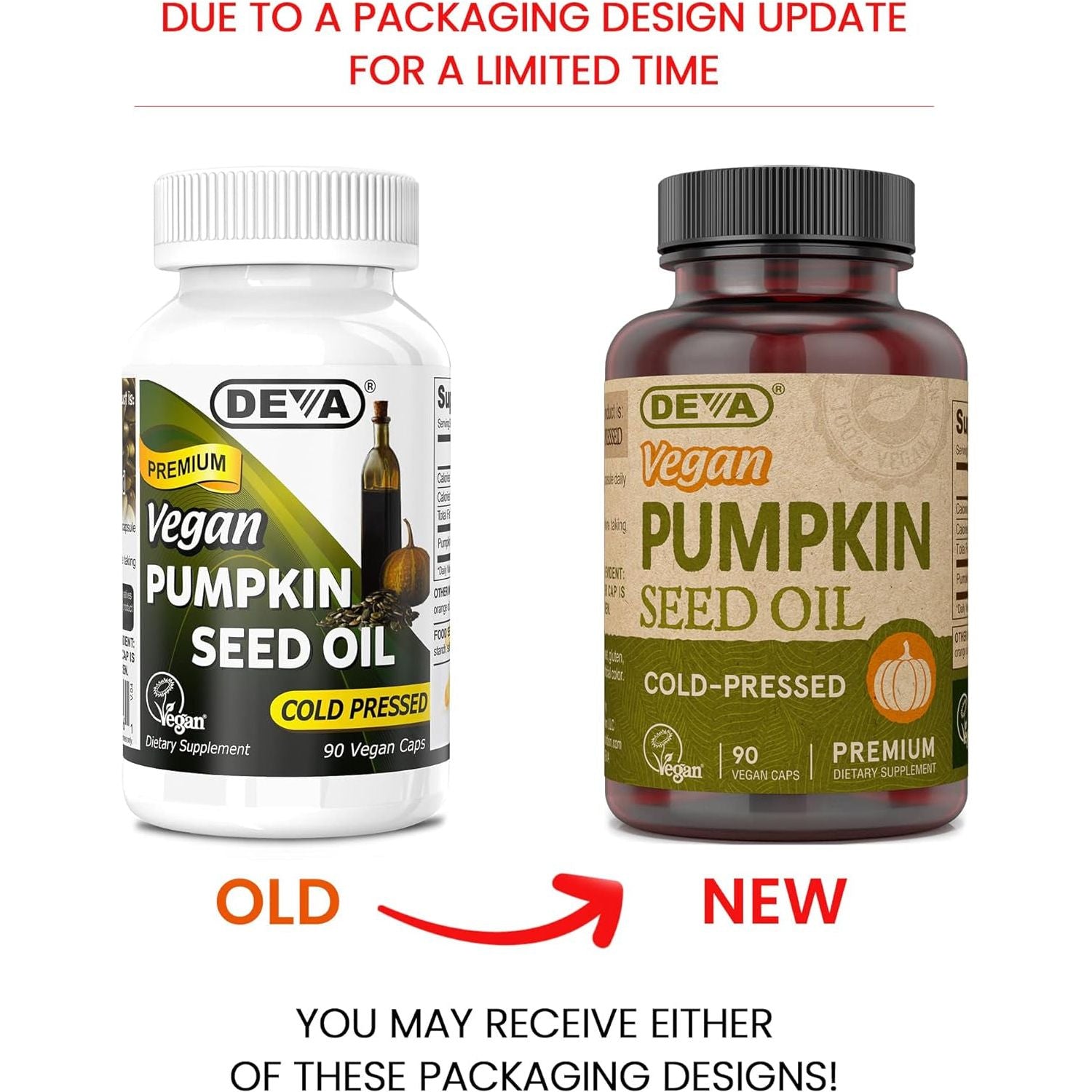 DEVA Nutrition Vegan Pumpkin Seed Oil 500 Mg, Cold-Pressed & Unrefined - 90 Capsules