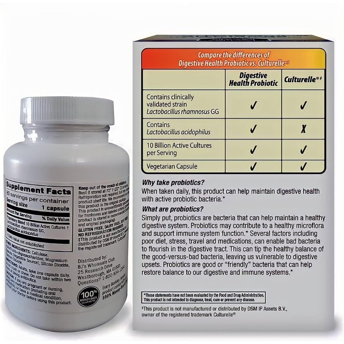 Berkley Jensen Daily Care Digestive Health Probiotics for Women & Men 80 Capsules