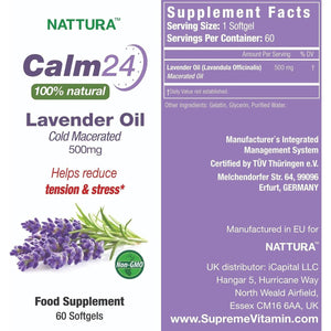 Nattura Calm Aid Lavender Oil Pills - 500Mg - 60 Softgels