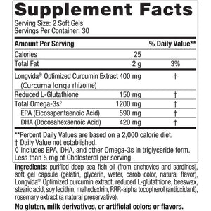 Nordic Naturals Omega Curcumin, Lemon - 1200 Mg Omega-3 + 400 Mg Optimized Curcumin - 60 Softgels