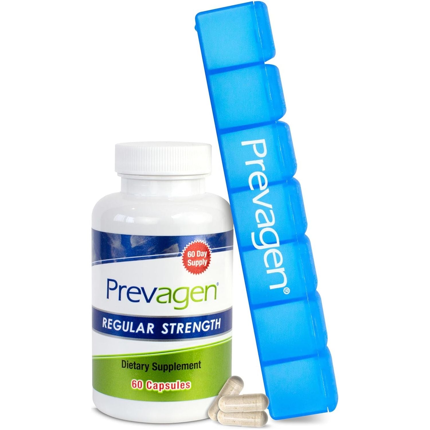 Prevagen Regular Strength 10Mg, 60 Capsules with Apoaequorin & Vitamin D and 7-Day Pill Minder