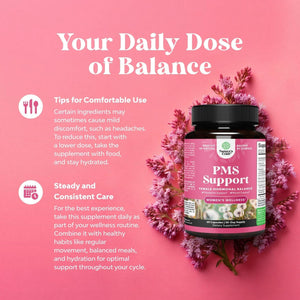 PMS Support Supplement for Women - for Period Cramps Relief, Menopause Bloating, Mood Swing – 60 Capsules
