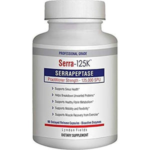 Serra-125K Extra Strength Serrapeptase 125,000 SPU, Supports Healthy Sinuses and a Healthy Immune System 90 Capsules
