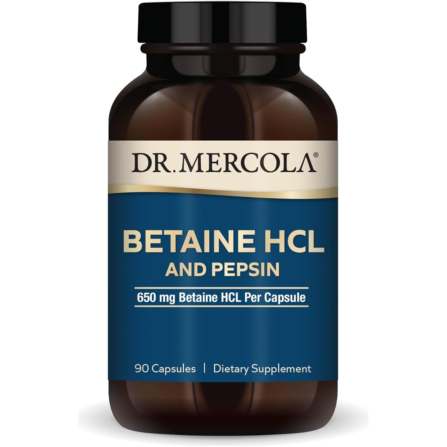 Dr. Mercola Betaine HCL and Pepsin, 650Mg Betaine HCL - Supports Healthy Digestion 90 Capsules