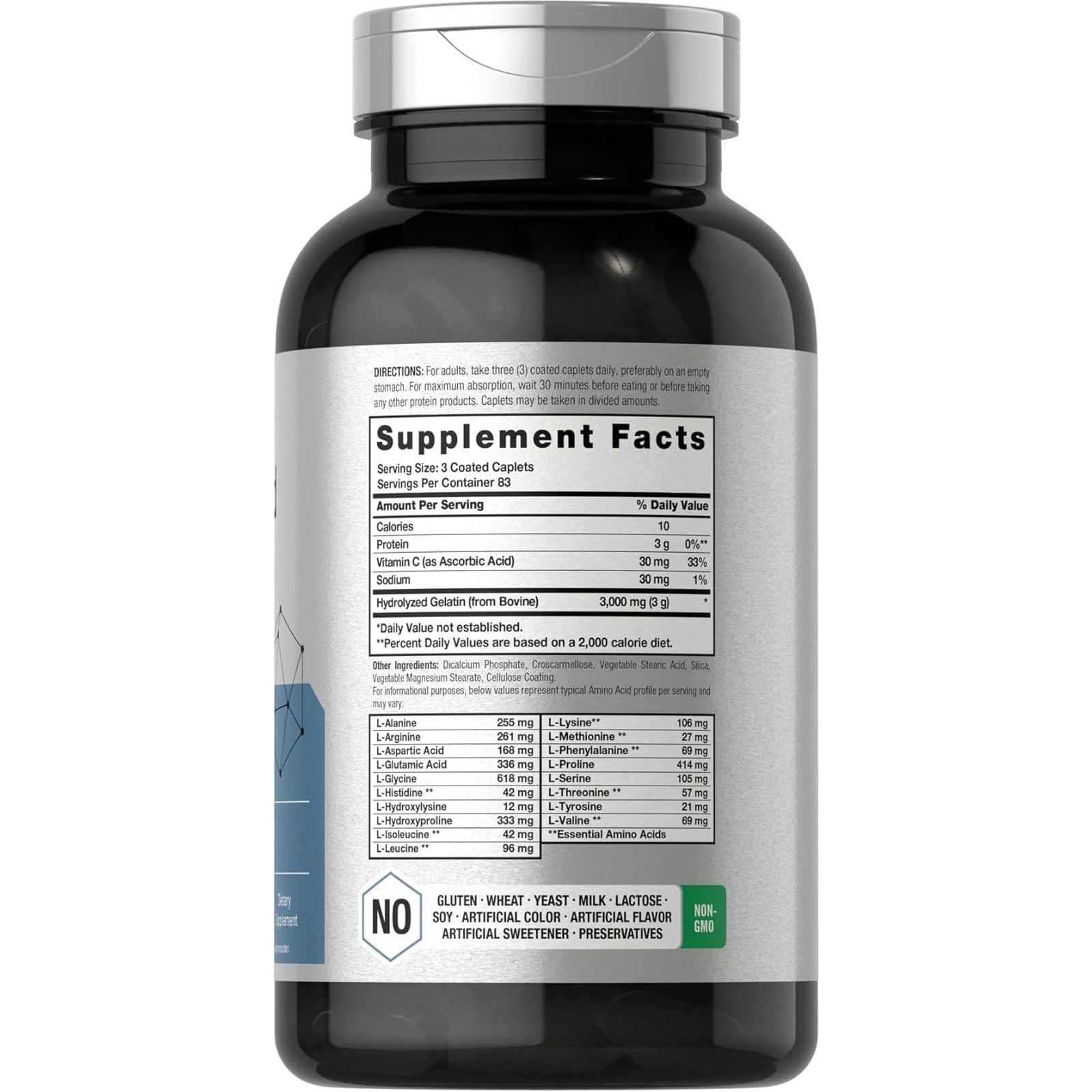 Horbäach Amino Acid Complex 3000Mg | 250 Caplets | Non-Gmo, Gluten Free Supplement