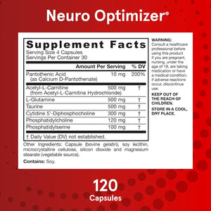 Jarrow Formulas Neuro Optimizer with 7 Neuro-Nutrient Ingredients for Brain Health and Antioxidant Support, 120 Capsules