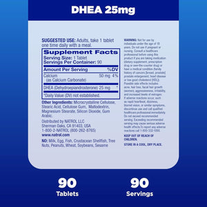 Natrol Mood & Stress DHEA 25Mg, Supplement for Balance of Hormone Level, 90 Tablets