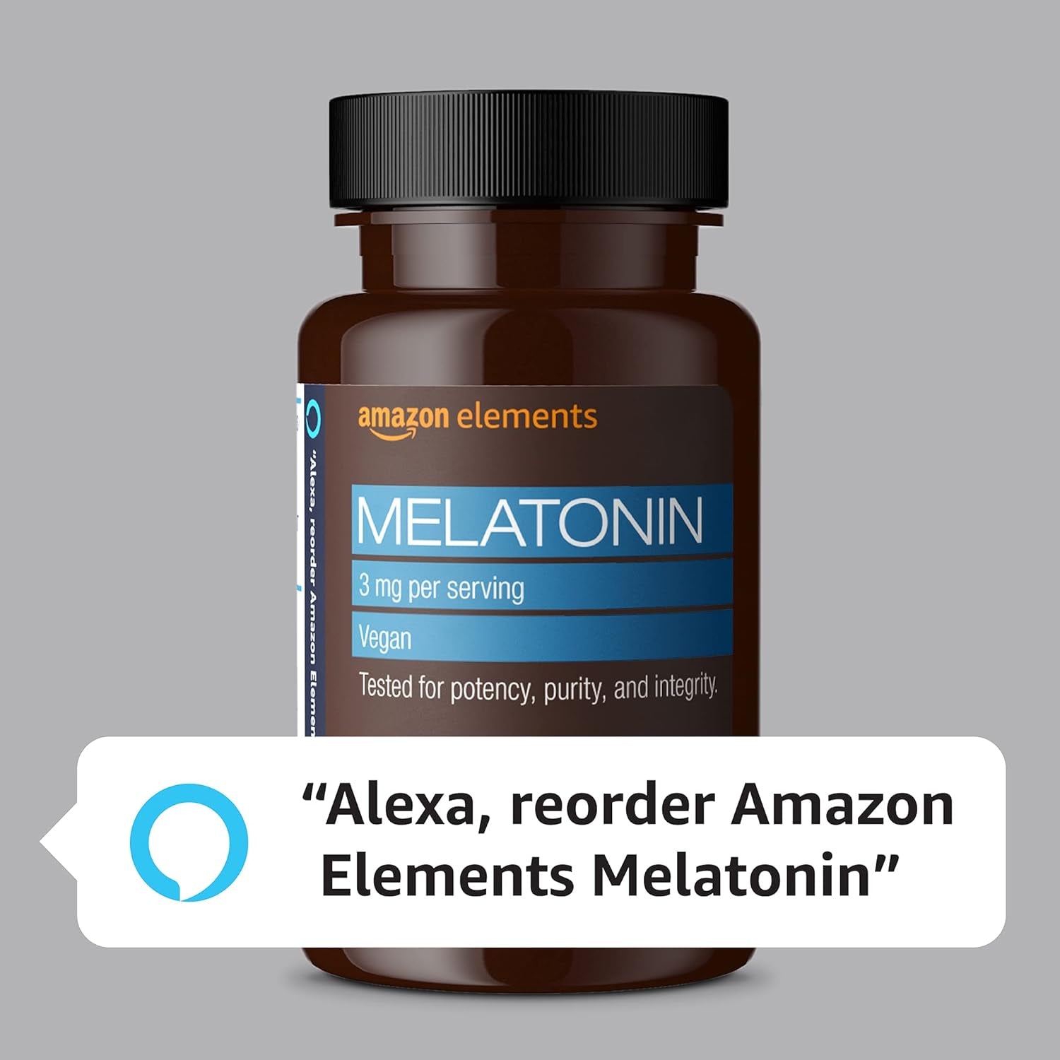 Amazon Elements Melatonin 3Mg - Helps with Occasional Sleeplessness 260 Tablets 8 Month Supply