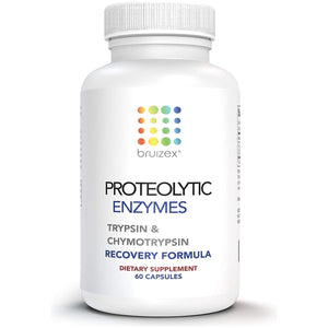 Bruizex Proteolytic Enzymes| Trypsin & Chymotrypsin Recovery Supplement for Tissue Trauma, Bruising, Swelling 60 Caps