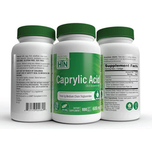 Health Thru Nutrition Caprylic Acid 600Mg 100 Softgels | Support Healthy Digestive and Intestinal Health