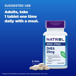Natrol Mood & Stress DHEA 25Mg, Supplement for Balance of Hormone Level, 90 Tablets