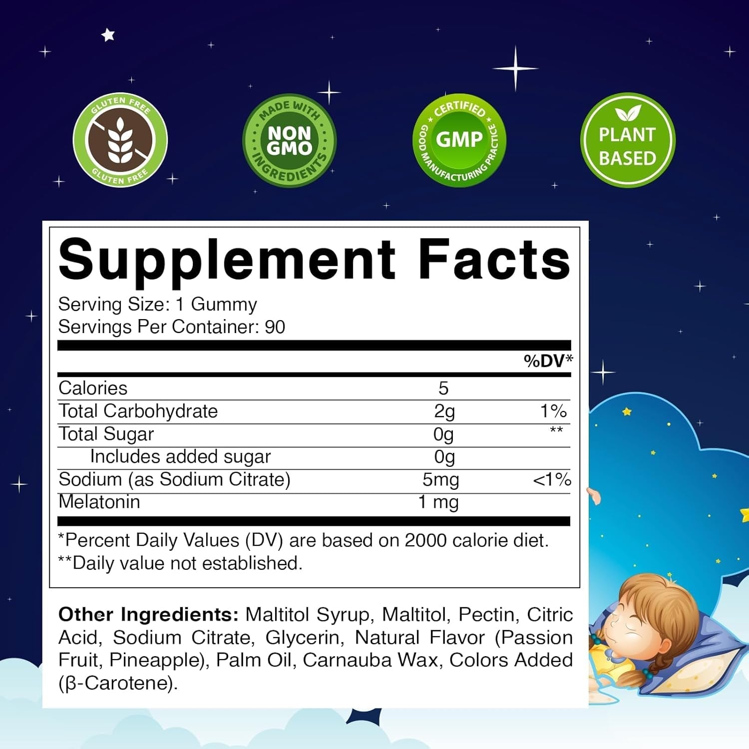 Vitamatic Sugar Free Kids Melatonin 1Mg, 90 Gummies 90 Days Supply