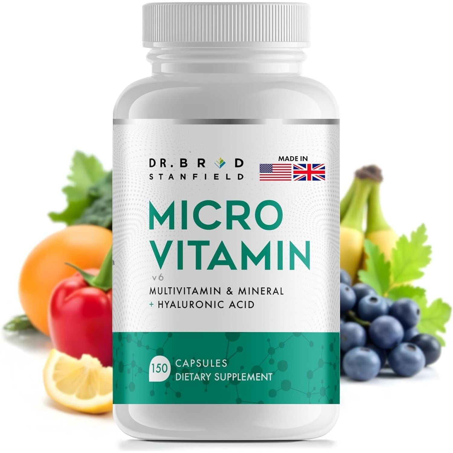Daily Low Dose Multivitamin & Mineral to Support Cognitive Performance & Memory + Hyaluronic Acid for Skin Health + TMG for Exercise (150 Count)