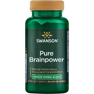 Swanson Pure Brainpower Brain Health Cognitive Memory Focus Support 60 Veggie Capsules