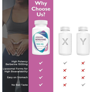 Berberine HCL Supplement 1500Mg - High Bioavailability Liposomal Berberine Capsules.
