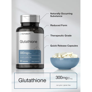 Horbaach Glutathione Supplement | 300Mg | 60 Capsules | Non-Gmo & Gluten Free | Reduced Form