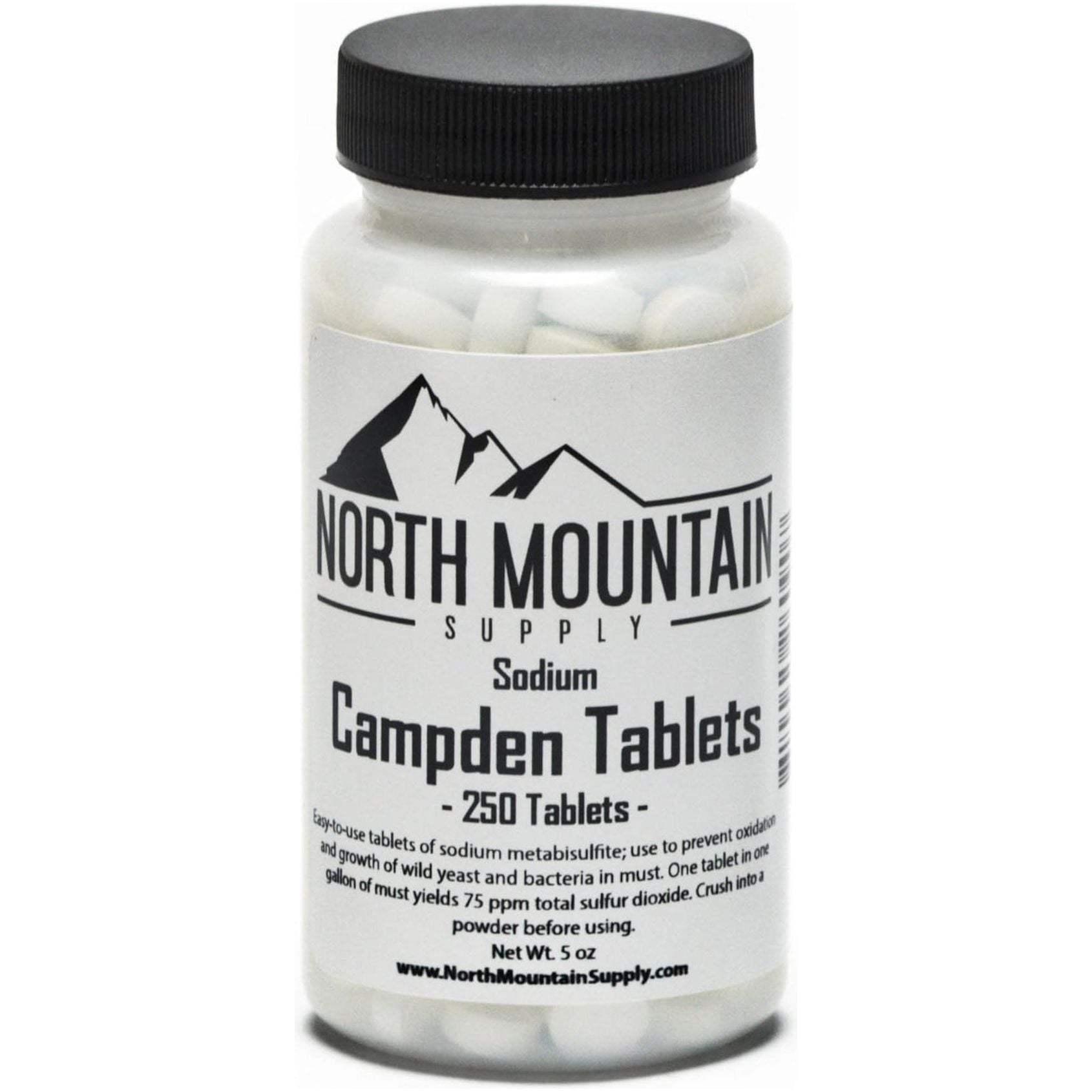 North Mountain Supply Campden Tablets (Sodium Metabisulfite) - 250 Tablets - 5 Ounce Jar