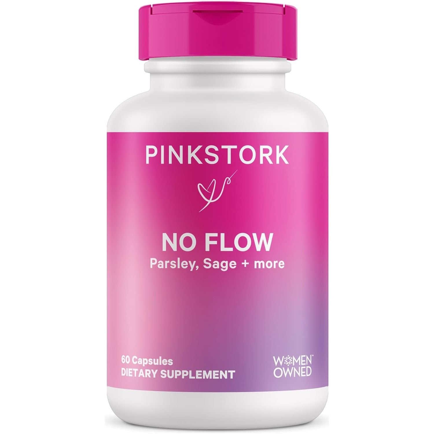 Pink Stork No Flow: Dry up Breast Milk Supply with Sage, Parsley, and B Vitamins, Postpartum Essentials for Women 60 Capsules