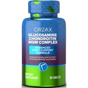 ORZAX All-In-One Joint Support Supplement with Glucosamine Chondroitin MSM - Turmeric, Collagen, Bromelain & Boswellia Extract Capsules, Function & Comfort - 90 Tablets